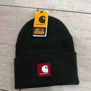 Carhartt Dark Green Knit Beanie..nwt ..rubber patch logo